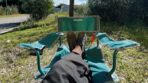 Sitting outside in the sun with good weather